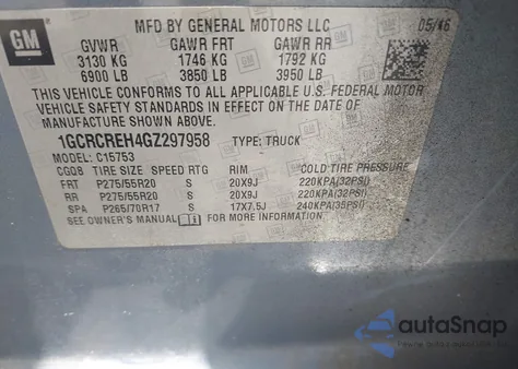 2016 Chevrolet Silverado 1500 1Lt z USA, uszkodzony, nr VIN 1GCRCREH4GZ297958